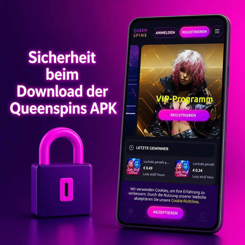 Sicherer Download der Queenspins APK mit Curaçao-Lizenz und 256-Bit-SSL-Verschlüsselung für geschützte Daten